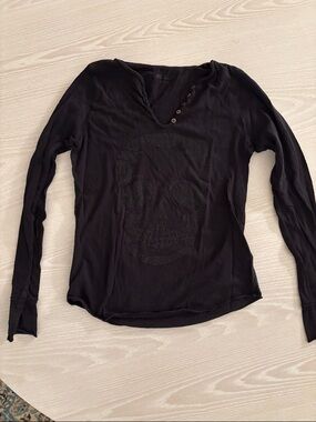 Zadig & Voltaire Black Long-Sleeve Skull Graphic Women’s Top